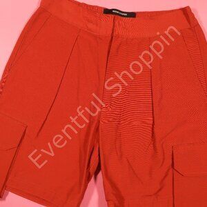 Reese Cooper Fever Dream Pleated Ripstop Cargo Shorts in Brick Red Size S